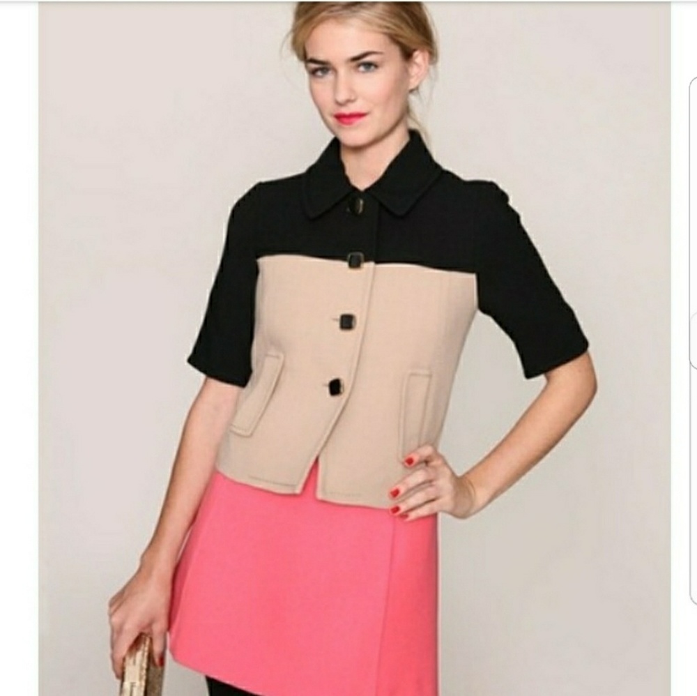 Kate Spade Two Tone Slim Boxy Collar Dahlia Blazer - Picture 3 of 7